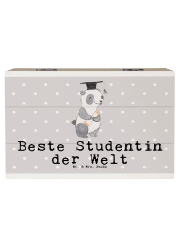 Mr. & Mrs. Panda Kiste Pinguin Beste Studentin der Welt mit Spruch in Grau Pastell