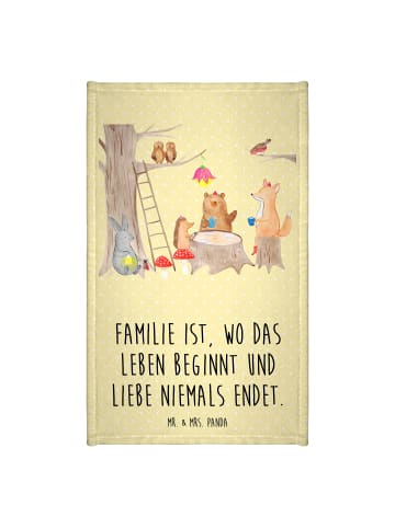 Mr. & Mrs. Panda handtuch gäste wc Waldtiere Picknick mit Spruch in Gelb Pastell