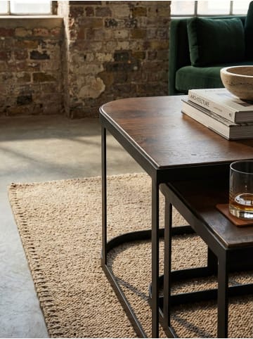 KADIMA DESIGN Couchtisch 2er Set Mango Massivholz/Metall Sofatisch Dunkel in Dunkelbraun