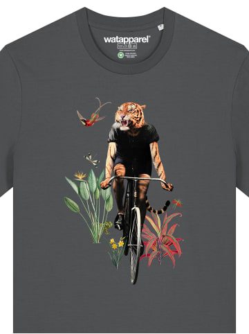 wat? Apparel T-Shirt Fancy Tiger in Grau
