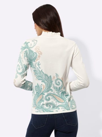 creation L Druck-Pullover in ecru-salbei-bedruckt