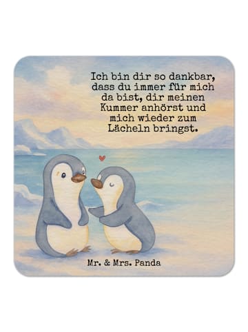 Mr. & Mrs. Panda Tassenuntersetzer Pinguine trösten Design mit S... in Weiß