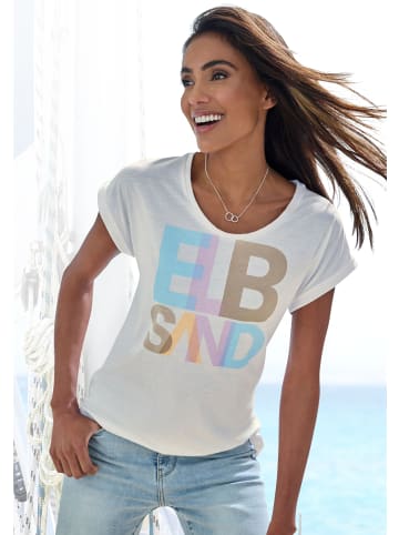 ELBSAND Print-Shirt in weiß bedruckt