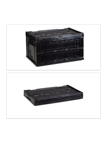 relaxdays Transportbox in Schwarz - (B)58,5 x (H)32,5 x (T)39,5 cm