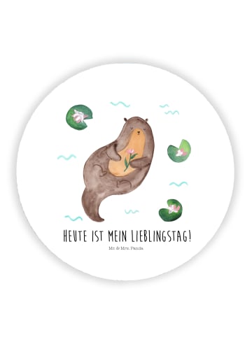 Mr. & Mrs. Panda Rund Magnet Otter Seerose mit Spruch in Weiß
