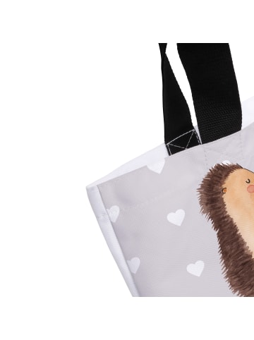 Mr. & Mrs. Panda Tasche Igel Liebe mit Spruch in Grau Pastell
