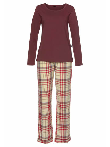 H.I.S Pyjama in bordeaux/bordeaux-creme-kariert