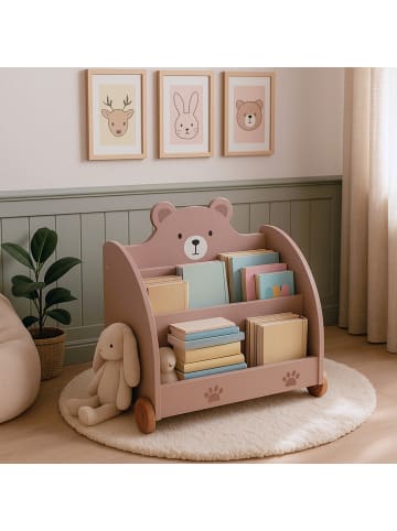 relaxdays Bücherregal „Bär“ in Braun – (B)60 x (H)58 x (T)40 cm