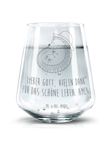 Mr. & Mrs. Panda Trinkglas Igel Beten mit Spruch in Transparent