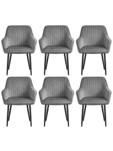 SONGMICS 6er-Set: Esszimmerstuhl in Hellgrau-Schwarz - (B)60 x (H)85 x (T)62.5 cm
