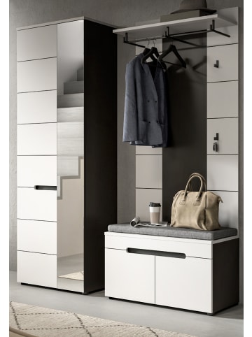 Inn.Furn Garderoben-Set 3-teilig in weiß, grau 160 cm, Kombination mit Soft-Close