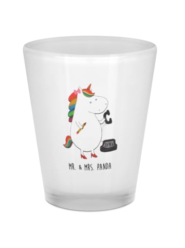 Mr. & Mrs. Panda Schnapsglas Einhorn Sekretärin ohne Spruch in Transparent