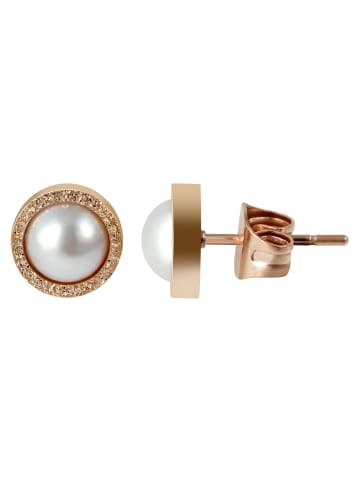 Adeliás Damen Ohrringe – Ohrstecker aus Edelstahl mit Perle in gold