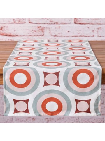 AltoBelli Tischläufer RETRO Kreise Salbei & Terrakotta
