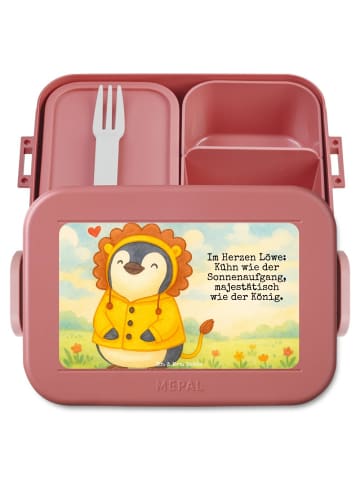 Mr. & Mrs. Panda MEPAL Bentobox Löwe Astrologie Design mit Spruch in Rot Pastell