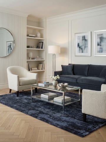 KADIMA DESIGN Teppich Velours, Muster, Polypropylen, Langlebig, Schmutzabweisend in Dunkelblau