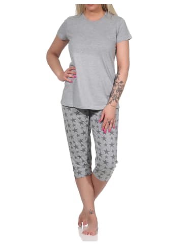 NORMANN Capri Pyjama Schlafanzug Sternen - 74768 in grau