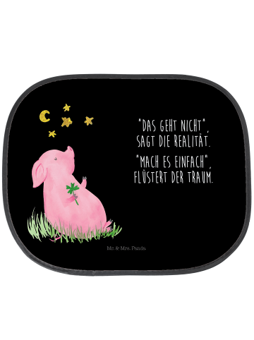 Mr. & Mrs. Panda Autofenster Sonnenschutz Schwein Glück mit Spruch in Schwarz