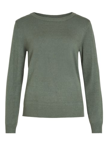 Vila Dünner Rundhals Strickpullover VIRIL in Dunkelgrün