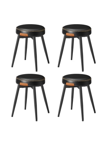 VASAGLE 4er-Set: Sitzhocker in Schwarz - (B)48 x (H)48.2 x (T)48 cm
