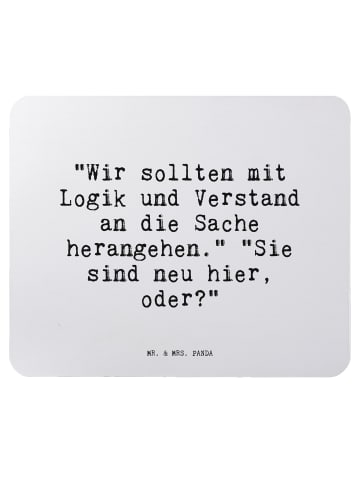Mr. & Mrs. Panda Mauspad "Wir sollten mit Logik... mit Spruch in Aquarellblau