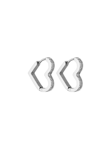 PURELEI Creolen Glitter Heart in Silver