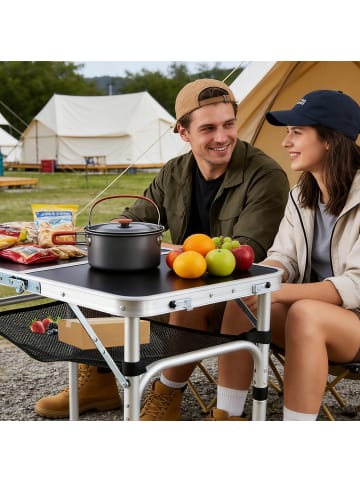 relaxdays Campingtisch in Schwarz - (B)60 x (H)60 x (T)40 cm