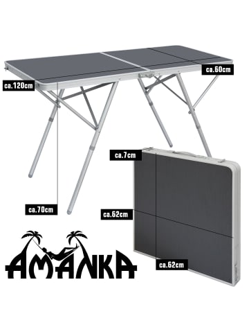 AMANKA Campingtisch 120x60cm YU-121 Anthrazit anthrazit