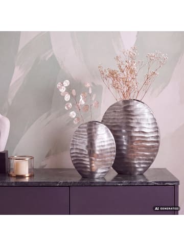 FineBuy Vase in Silber / Aluminium / 26x14x26