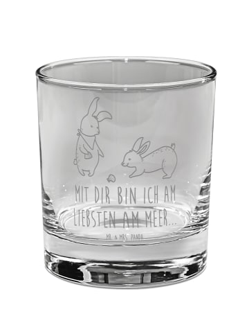 Mr. & Mrs. Panda Whiskey Glas Hasen Muschel mit Spruch in Transparent