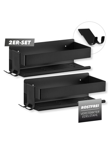 Benkstein BENKSTEIN Dusch-Organizer 2er-Set zum Kleben oder Bohren - für Shampoo, Duschge