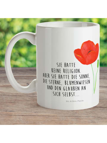 Mr. & Mrs. Panda Plastikbecher Blume Mohnblume mit Spruch in Weiß