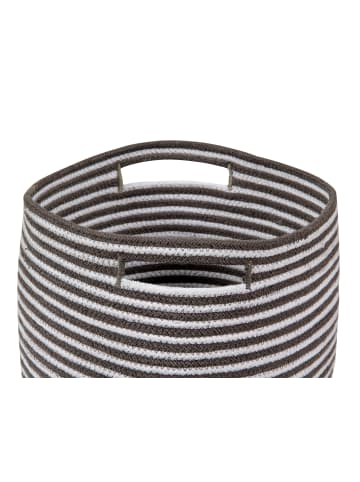 Happy Decor Kids Korb "Gestreifter" in Dunkelgrau/Weiß - Ø 30  cm