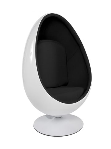 KADIMA DESIGN Wohnzimmer Eiersessel COCOON aus Glasfaser | Retro Design in Weiß-Schwarz