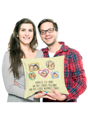 Mr. & Mrs. Panda Kuschel Kissen Igel Familie mit Spruch in Gelb Pastell