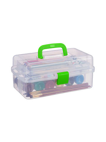 relaxdays Aufbewahrungsbox in Transparent/ Grün - (B)33 x (H)14 x (T)19,5 cm