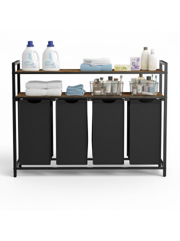 VASAGLE Wäschesammler Brenta in Braun, Schwarz - (B)33 x (H)92 x (T)115.6 cm