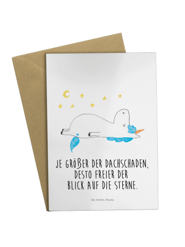 Mr. & Mrs. Panda Neujahrskarte Einhorn Sternenhimmel mit Spruch in Weiß