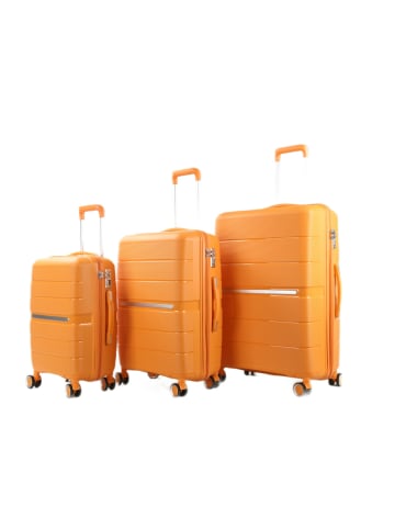 Cheffinger Reisekoffer Koffer 3 tlg Set Trolley Kofferset Handgepäck in Orange