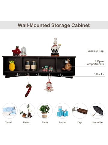 COSTWAY Wandschrank in Braun