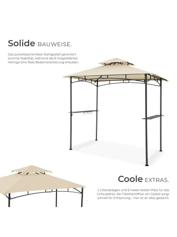 tectake Grillpavillon, inklusive 8 Heringen und 6 Haken, 240 x 150 x 250 cm