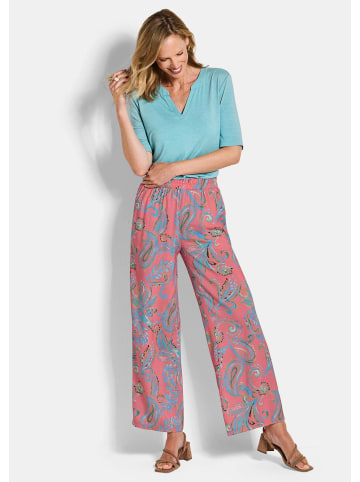 GOLDNER Leichte Sommerhose mit Paisley-Print in koralle / gemustert