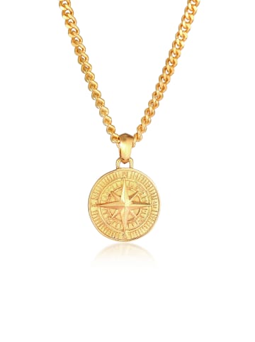 KUZZOI Halskette 925 Sterling Silber Kompass in Gold