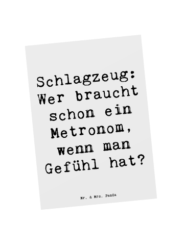 Mr. & Mrs. Panda Postkarte Spruch Schlagzeug Gefühl mit Spruch in Weiß