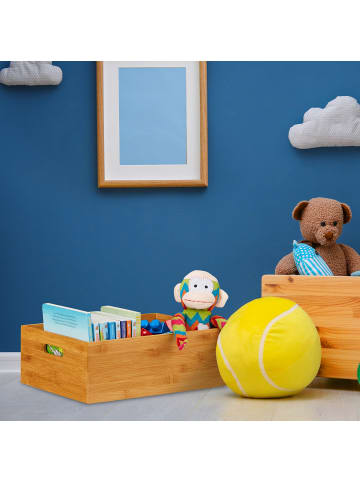 relaxdays 2 x Aufbewahrungskiste in Natur - (B)40 x (H)14 x (T)30 cm