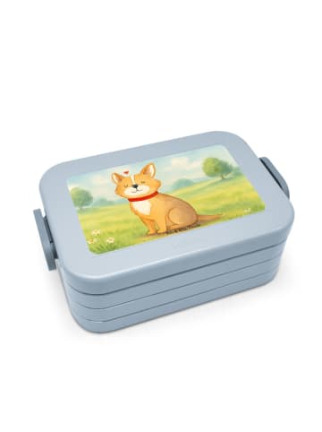 Mr. & Mrs. Panda Snack Box Hund Glück Design ohne Spruch in Blau Pastell