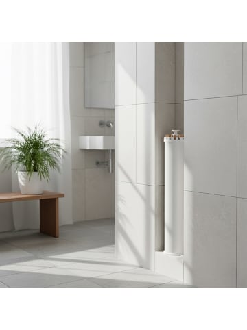 relaxdays Wäscheständer in Weiß/ Natur - (H)121 x Ø112 cm