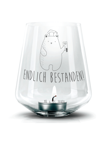 Mr. & Mrs. Panda Graviertes Windlicht Bär Prüfung mit Spruch in Transparent
