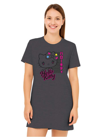 Hello Kitty Hello Kitty Nachthemd Schlafshirt Pyjama Kurzarm Oberteil in grau