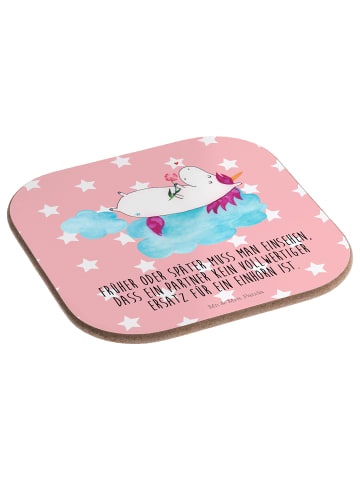 Mr. & Mrs. Panda gläseruntersetzer Einhorn Verliebt mit Spruch in Rot Pastell